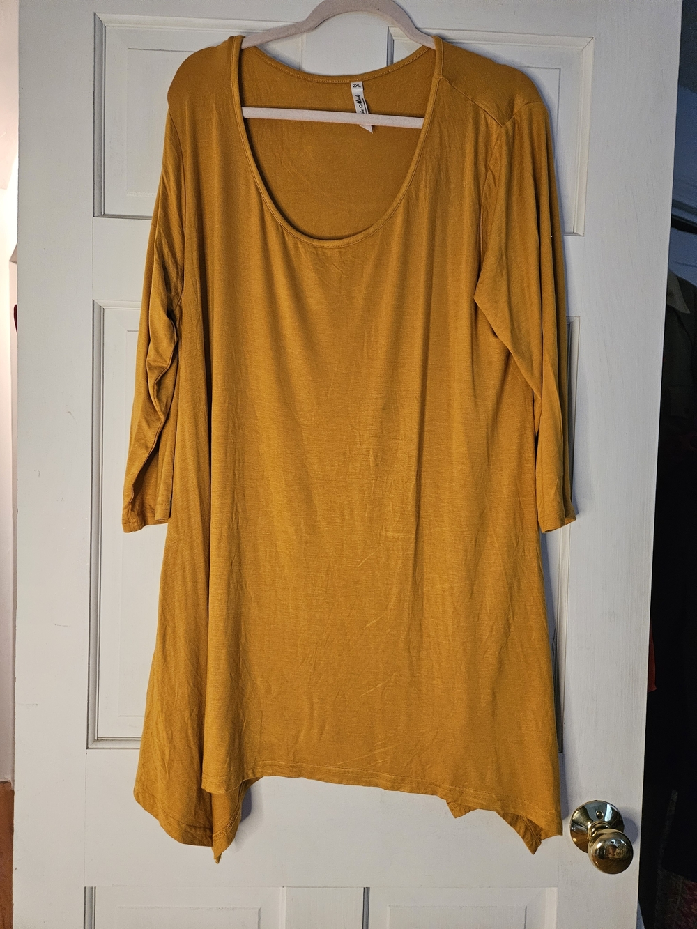 White Mark Mustard Scoop Neck Tunic. Comfy Loungewear